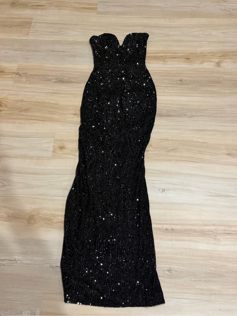 Nookie Black Strapless Sequin Maxi Gown